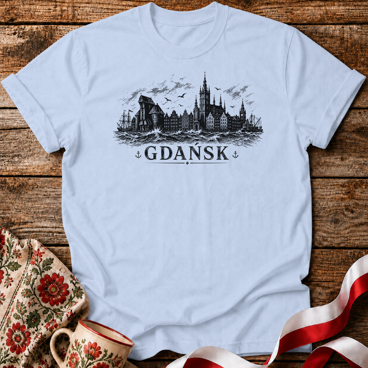 Gdańsk Storm Skyline Polish City Unisex T-Shirt