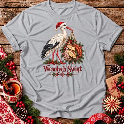Wesołych Świąt Polish Christmas Stork Unisex T-Shirt