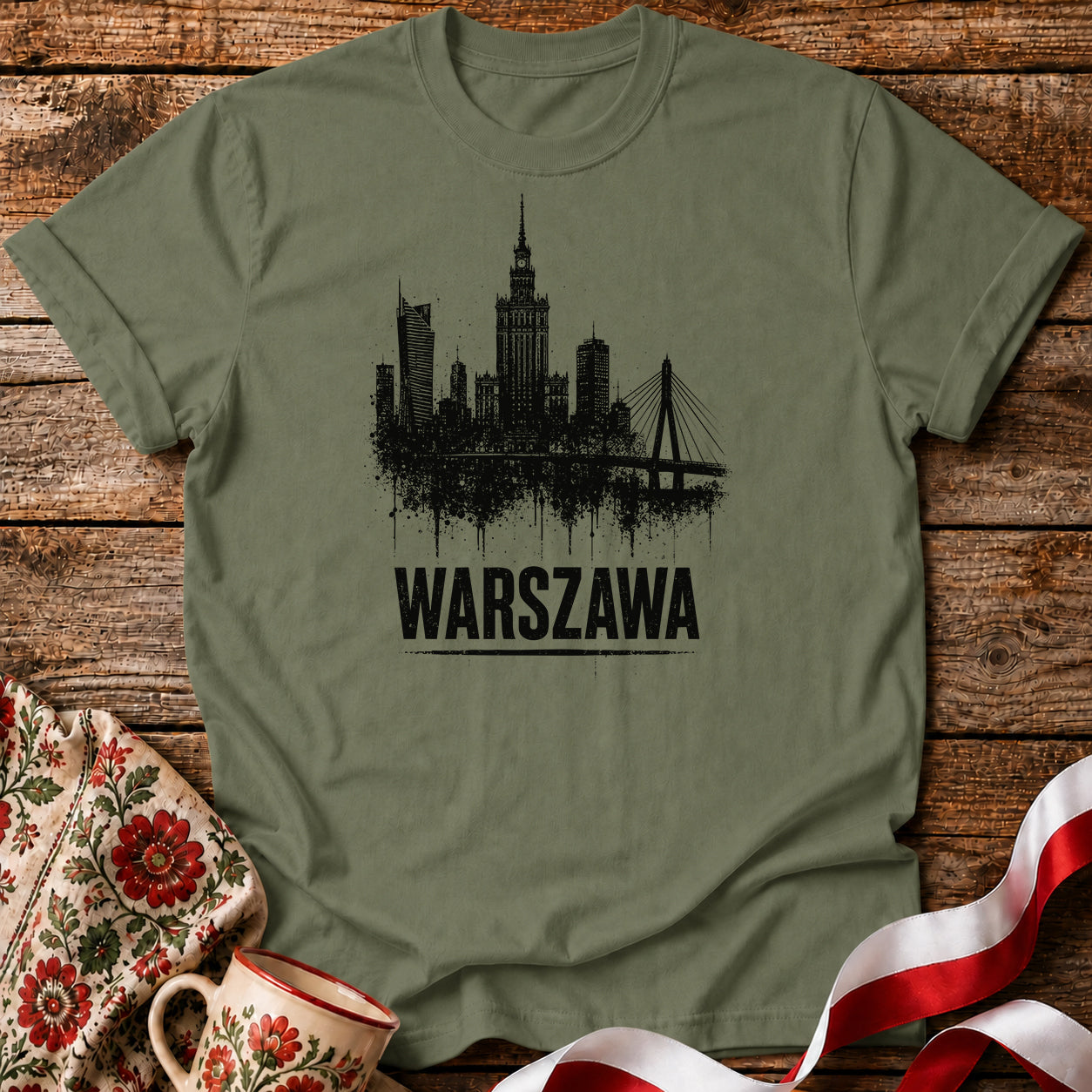 Warszawa Ink Skyline Polish City Unisex T-Shirt