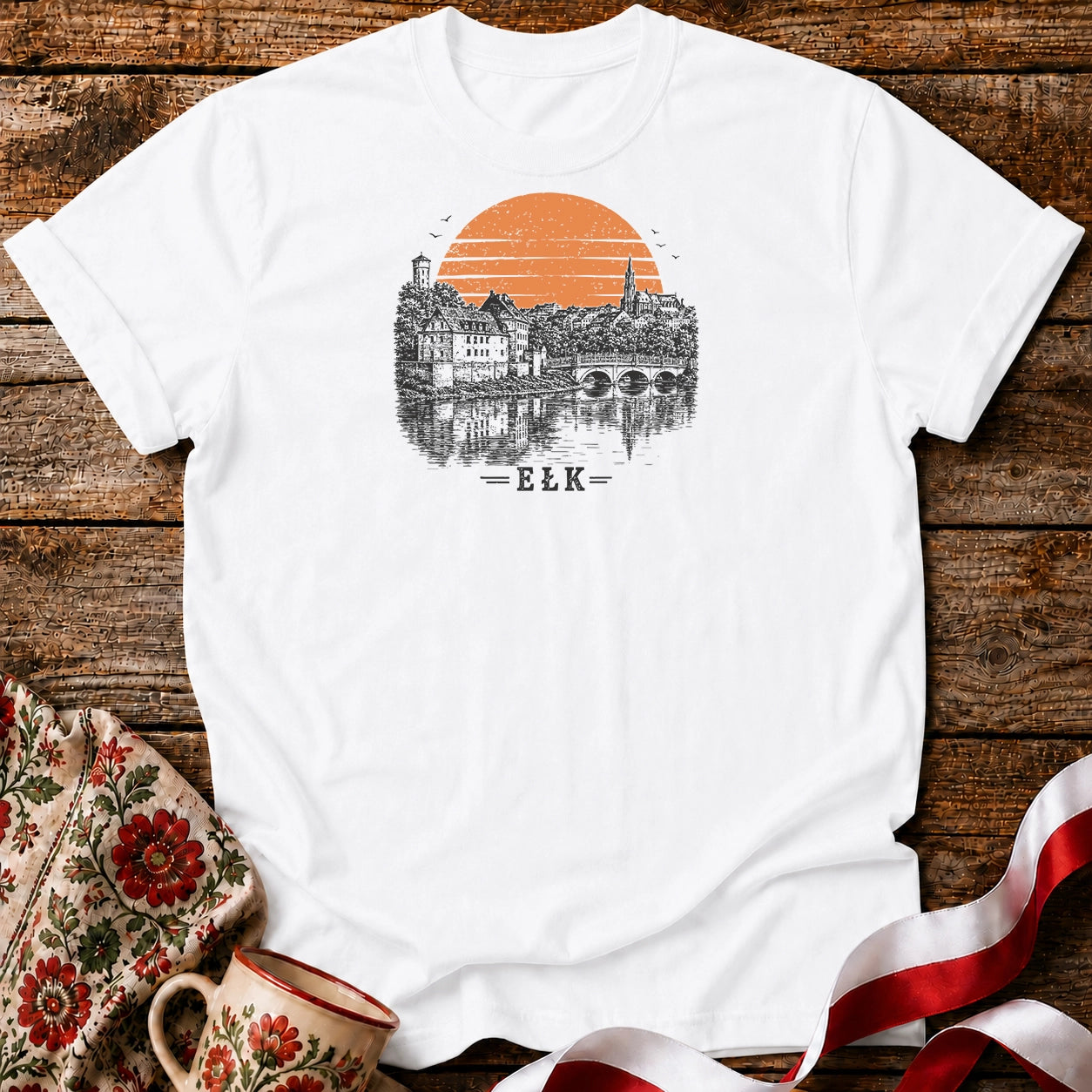 Ełk Sunset Skyline Unisex T-Shirt