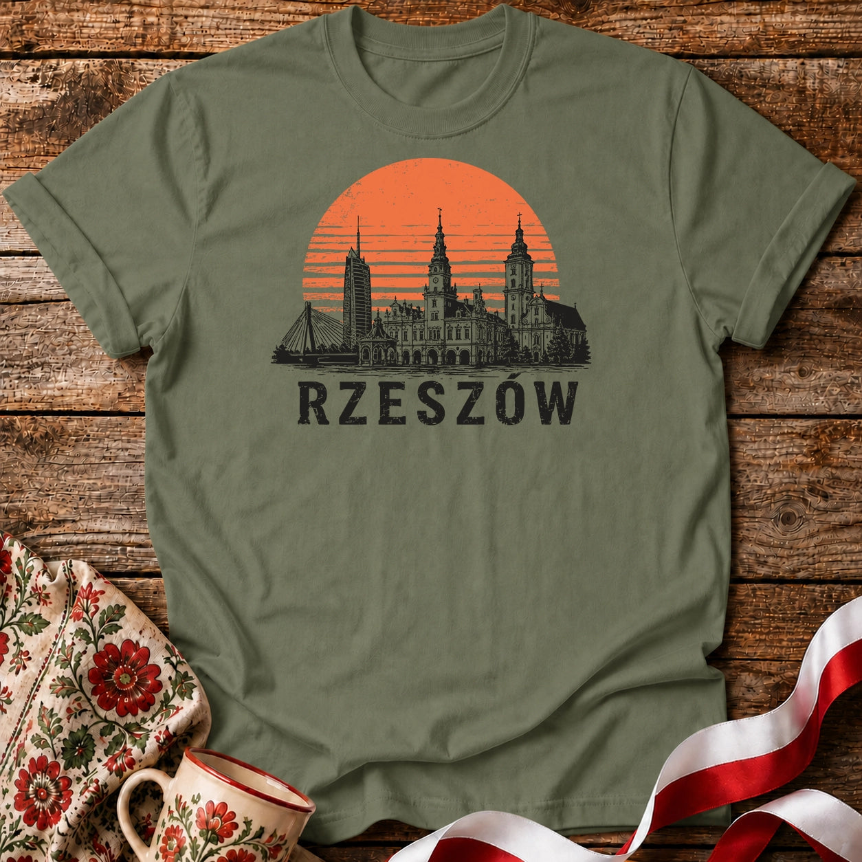 Rzeszów Sunset Skyline Polish City Unisex T-Shirt