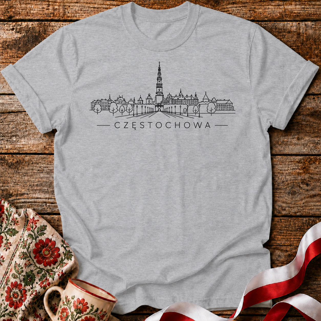 Częstochowa Minimal Skyline Polish City Unisex T-Shirt