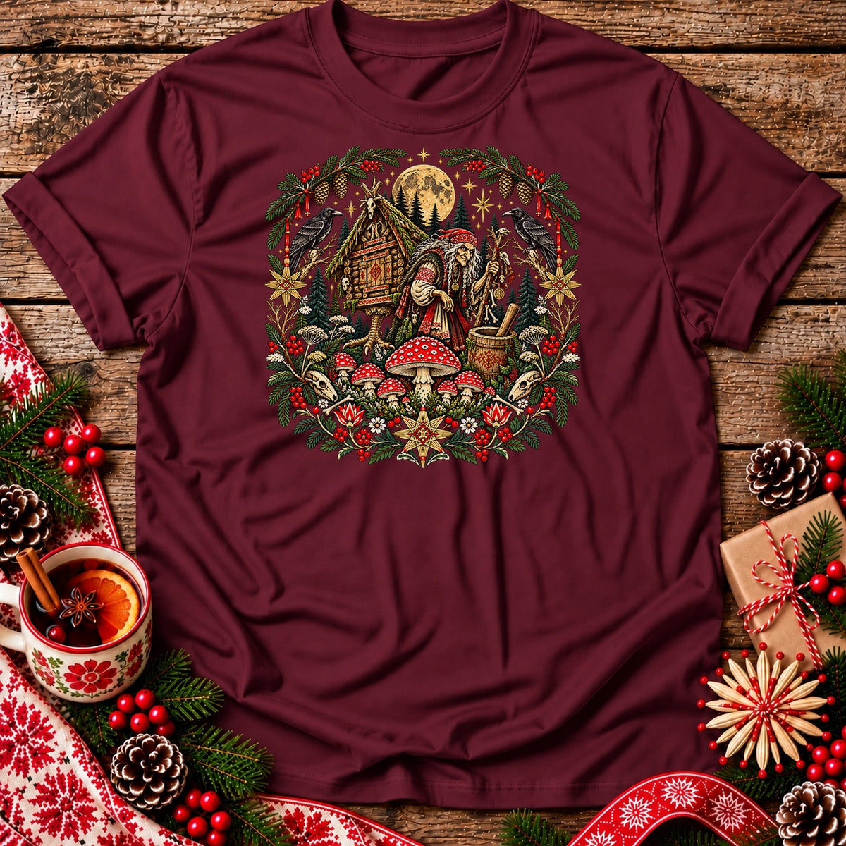 Christmas Baba Yaga and Chicken-Legged Hut Unisex T-Shirt