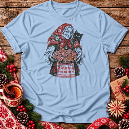 Christmas Baba Yaga with Cat and Cookies Unisex T-Shirt