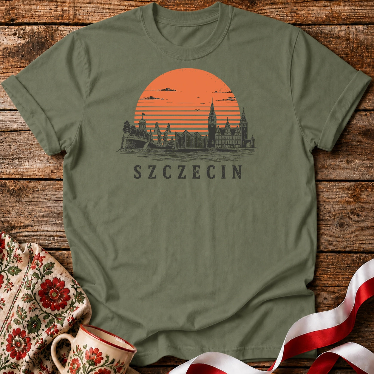 Szczecin Sunset Skyline Polish City Unisex T-Shirt