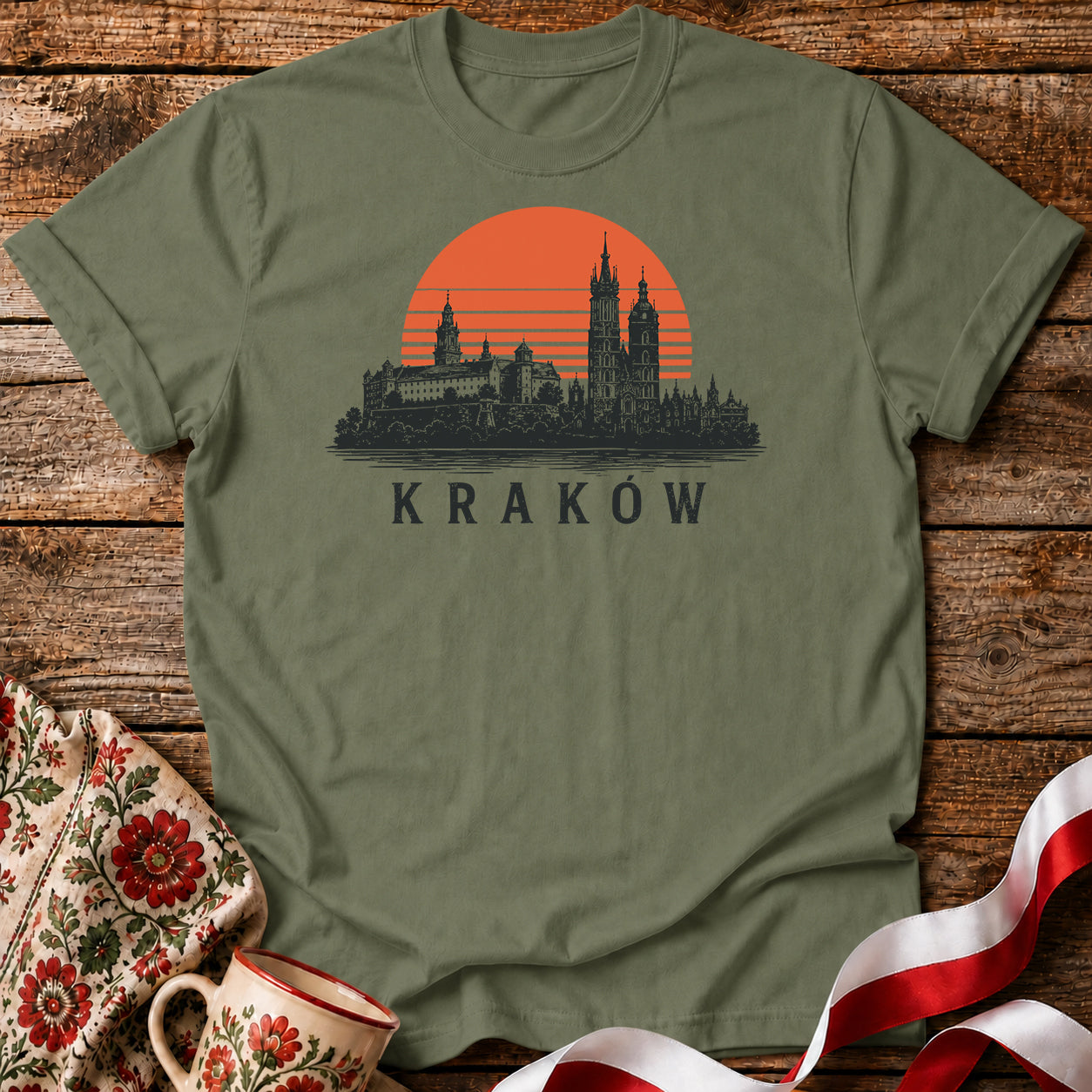 Kraków Sunset Skyline Polish City Unisex T-Shirt