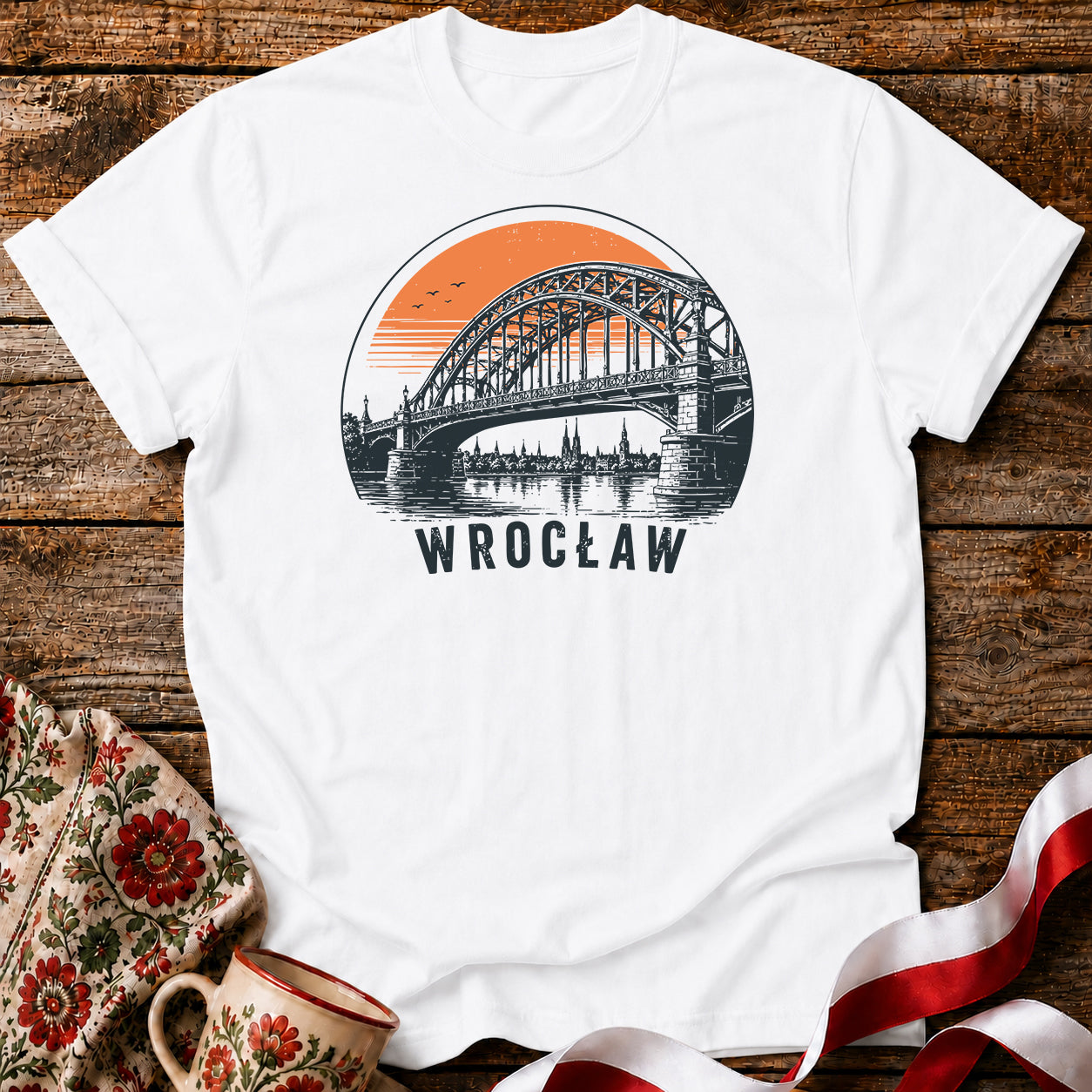 Wrocław Bridge Sunset Polish City Unisex T-Shirt