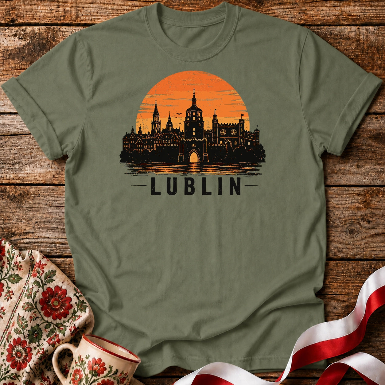 Lublin Sunset Skyline Polish City Unisex T-Shirt