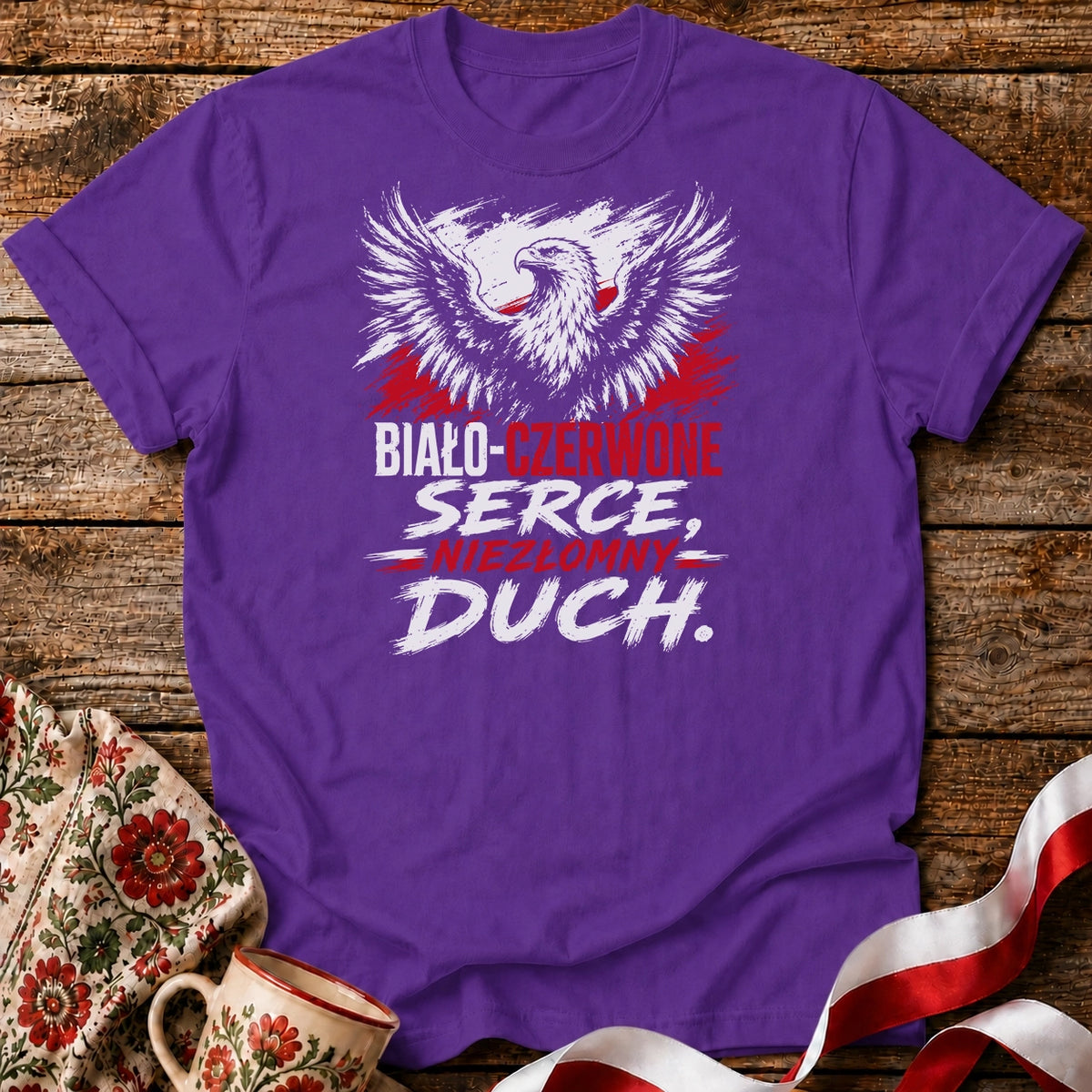 Biało-Czerwone Serce Unisex T-Shirt