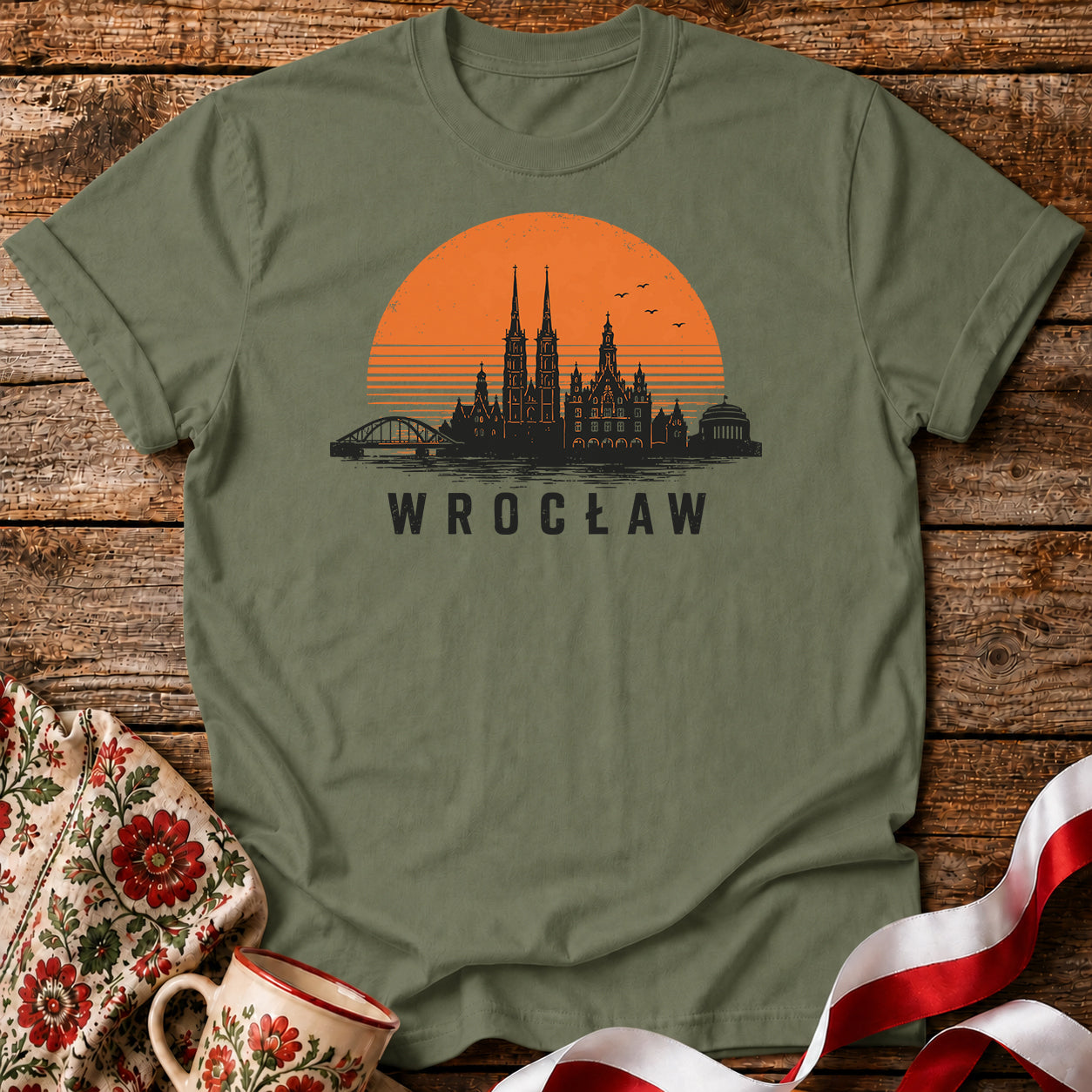 Wrocław Sunset Skyline Polish City Unisex T-Shirt