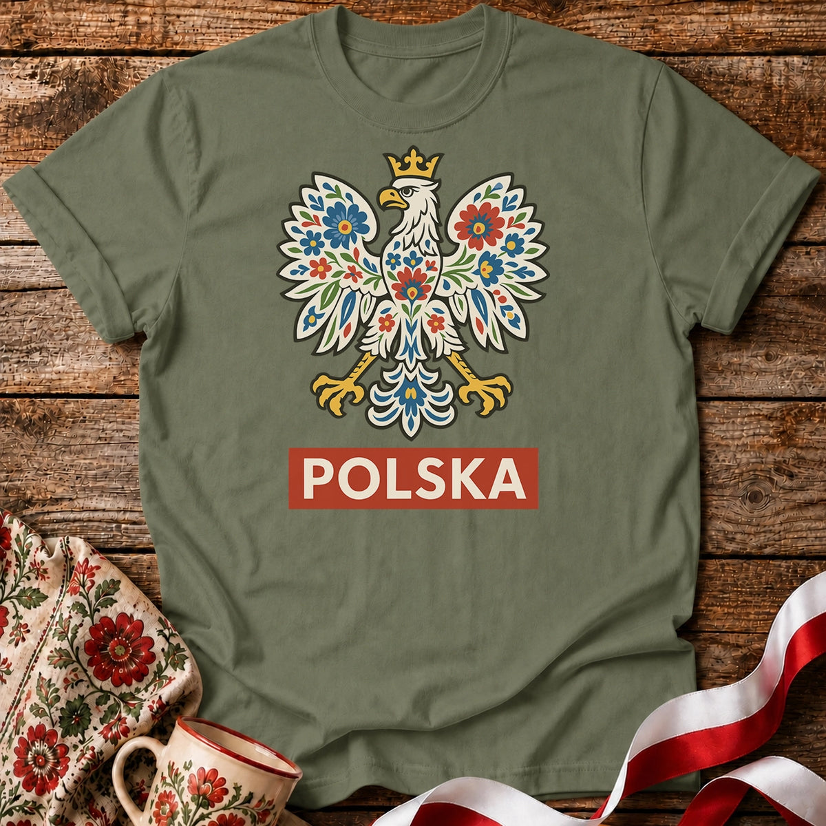 Floral Polish Eagle Unisex T-Shirt