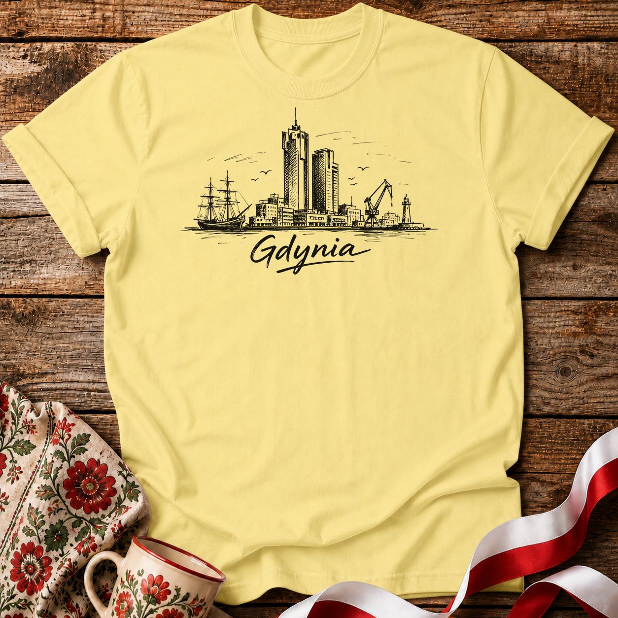 Gdynia Skyline Polish City Unisex T-Shirt