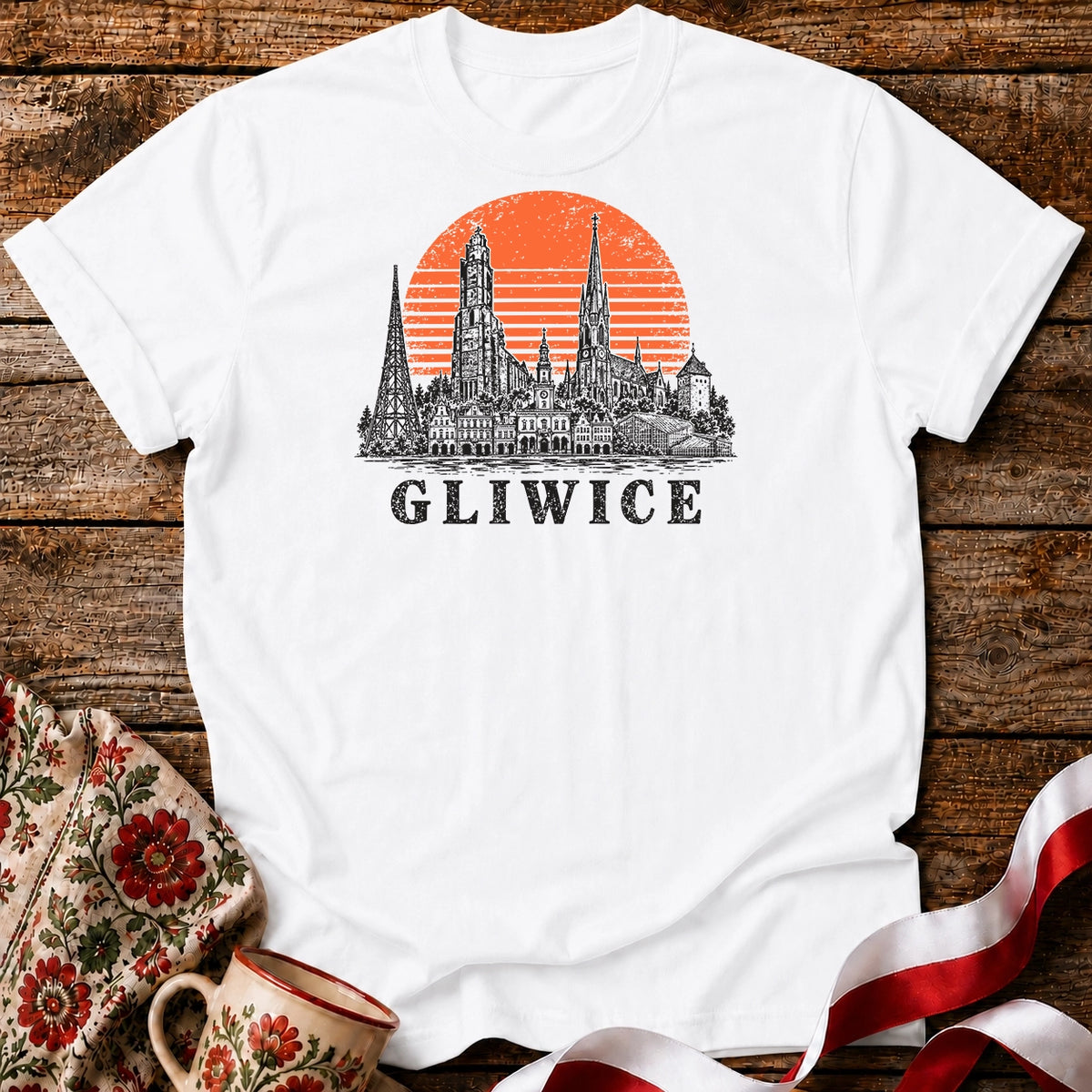 Gliwice Sunset Skyline Unisex T-Shirt