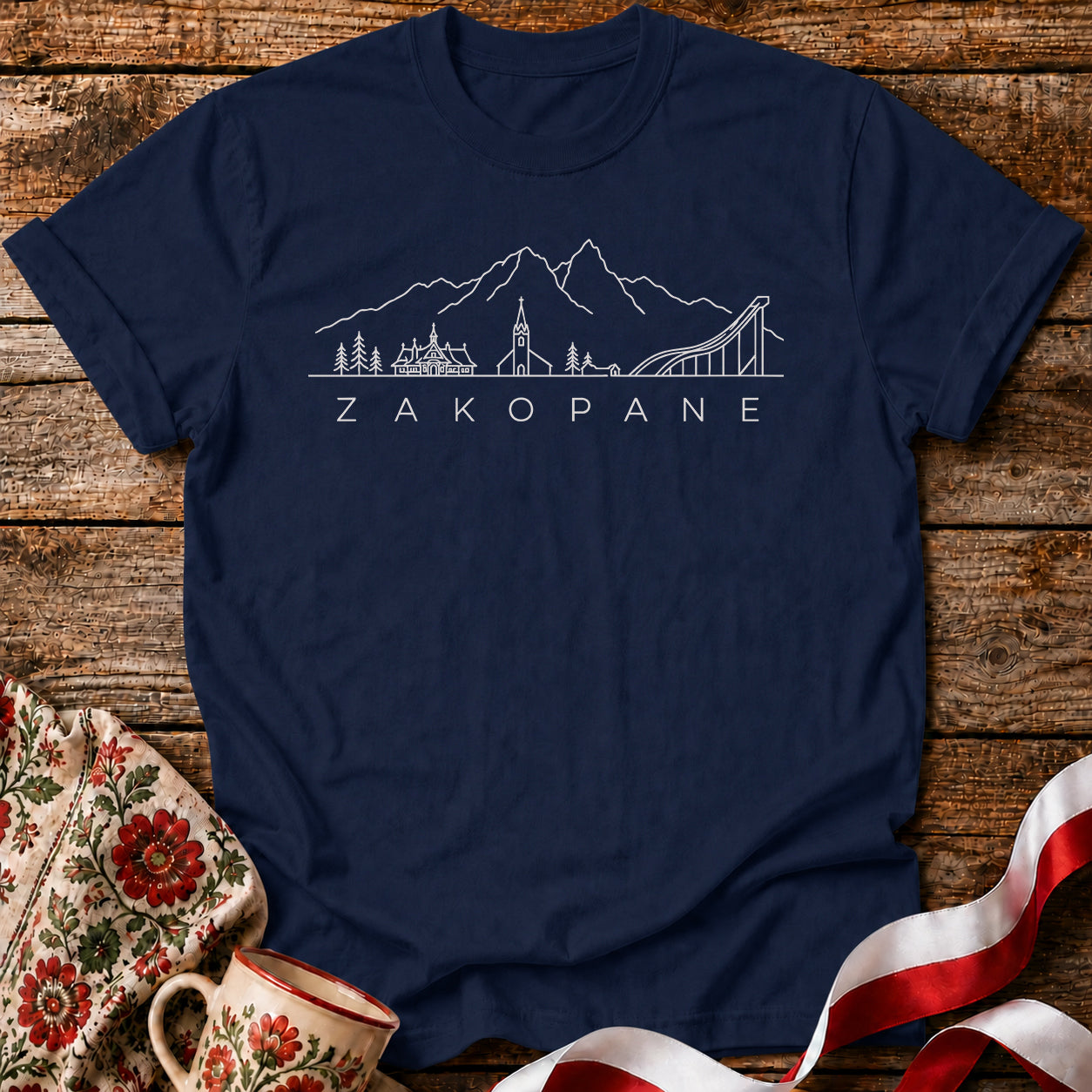 Zakopane Minimal Skyline Polish City Unisex T-Shirt