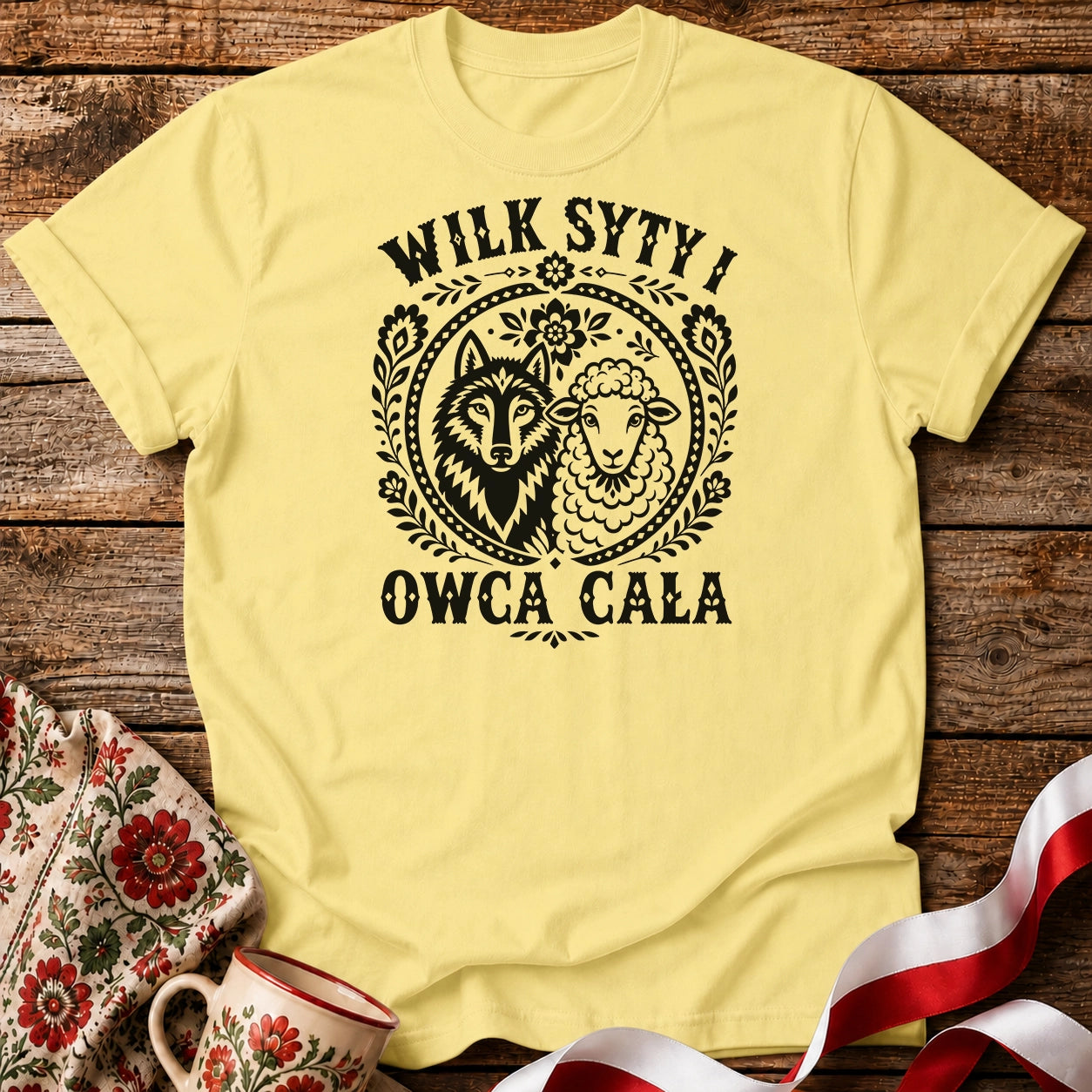Wilk Syty Owca Cała Unisex T-Shirt