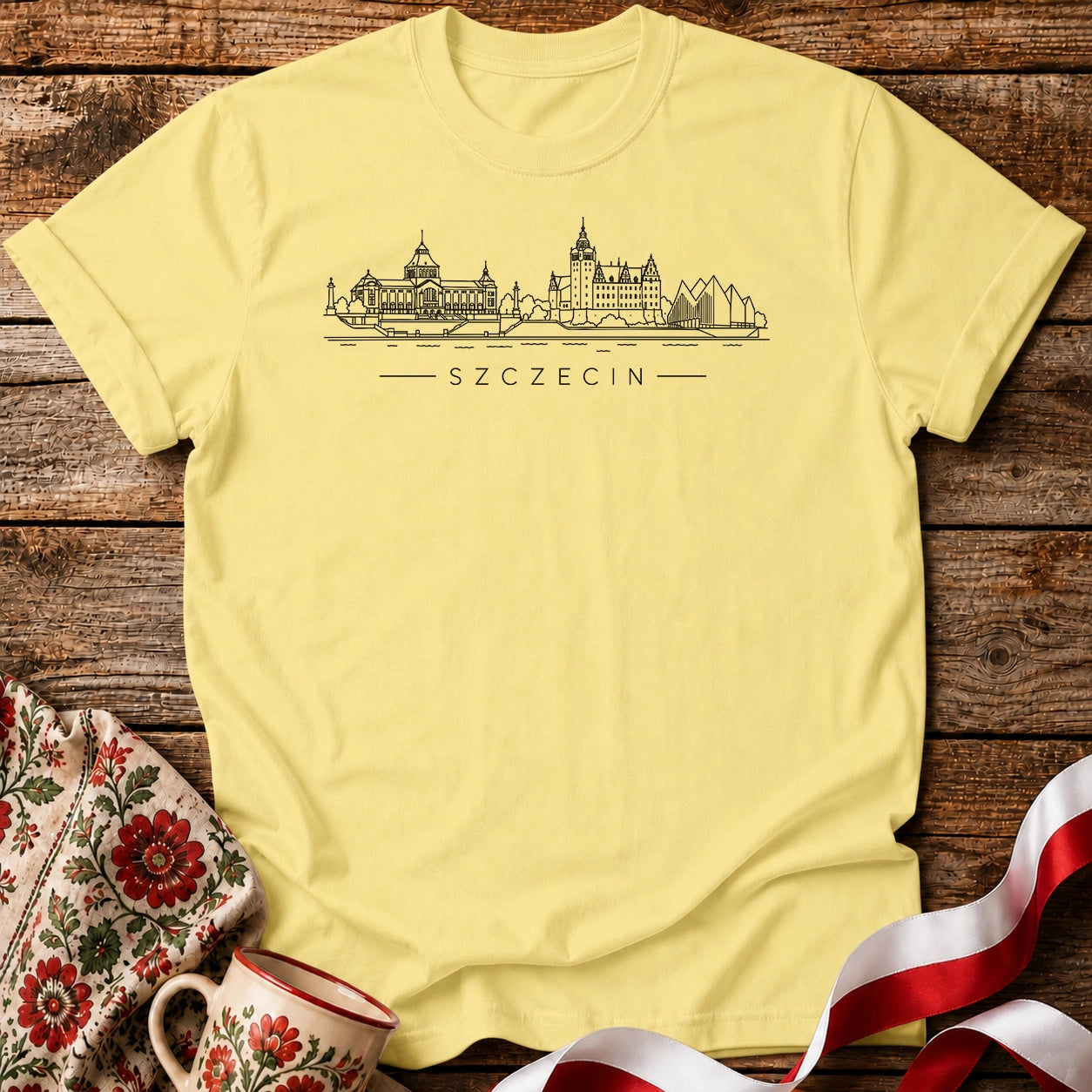 Szczecin Minimal Skyline Polish City Unisex T-Shirt