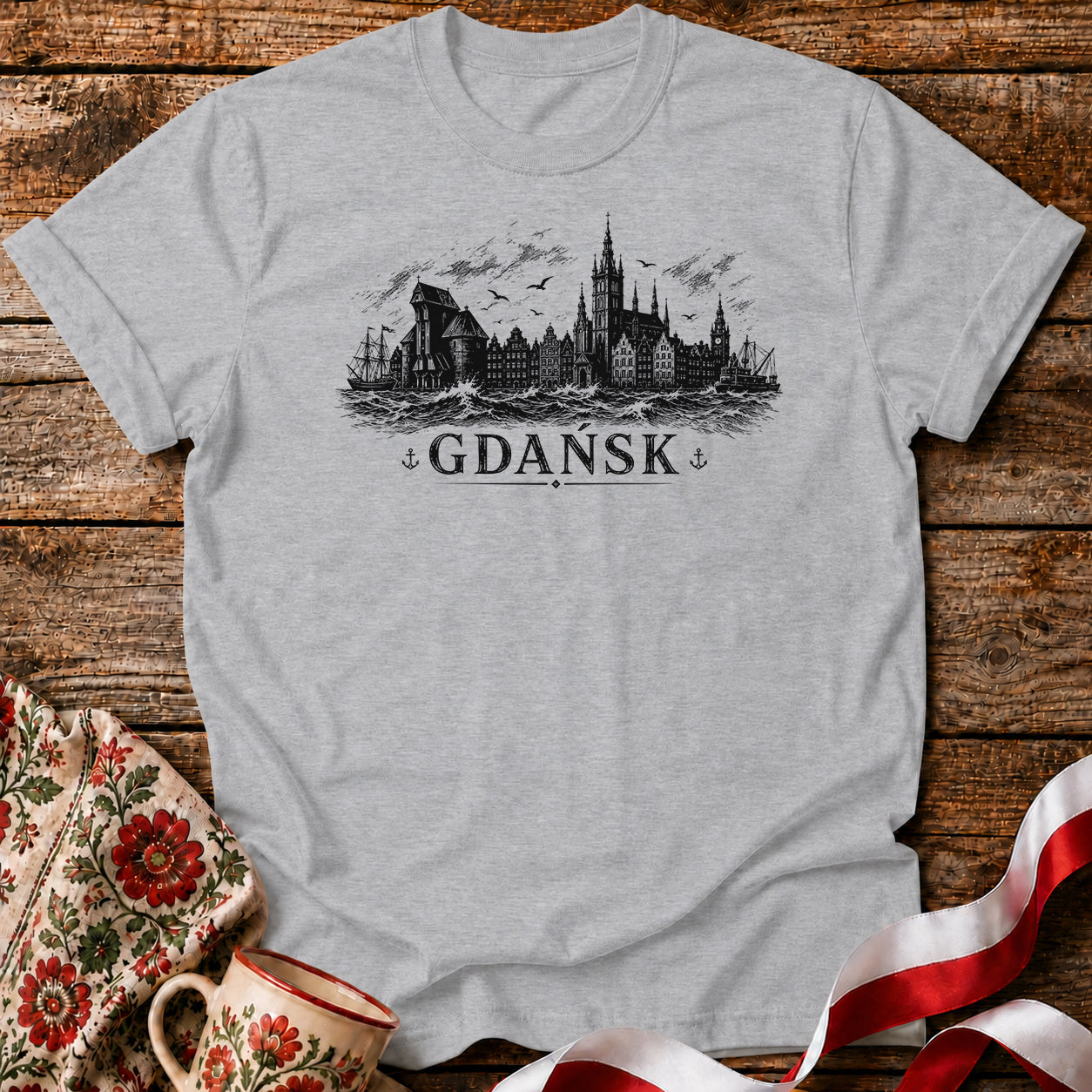 Gdańsk Storm Skyline Polish City Unisex T-Shirt