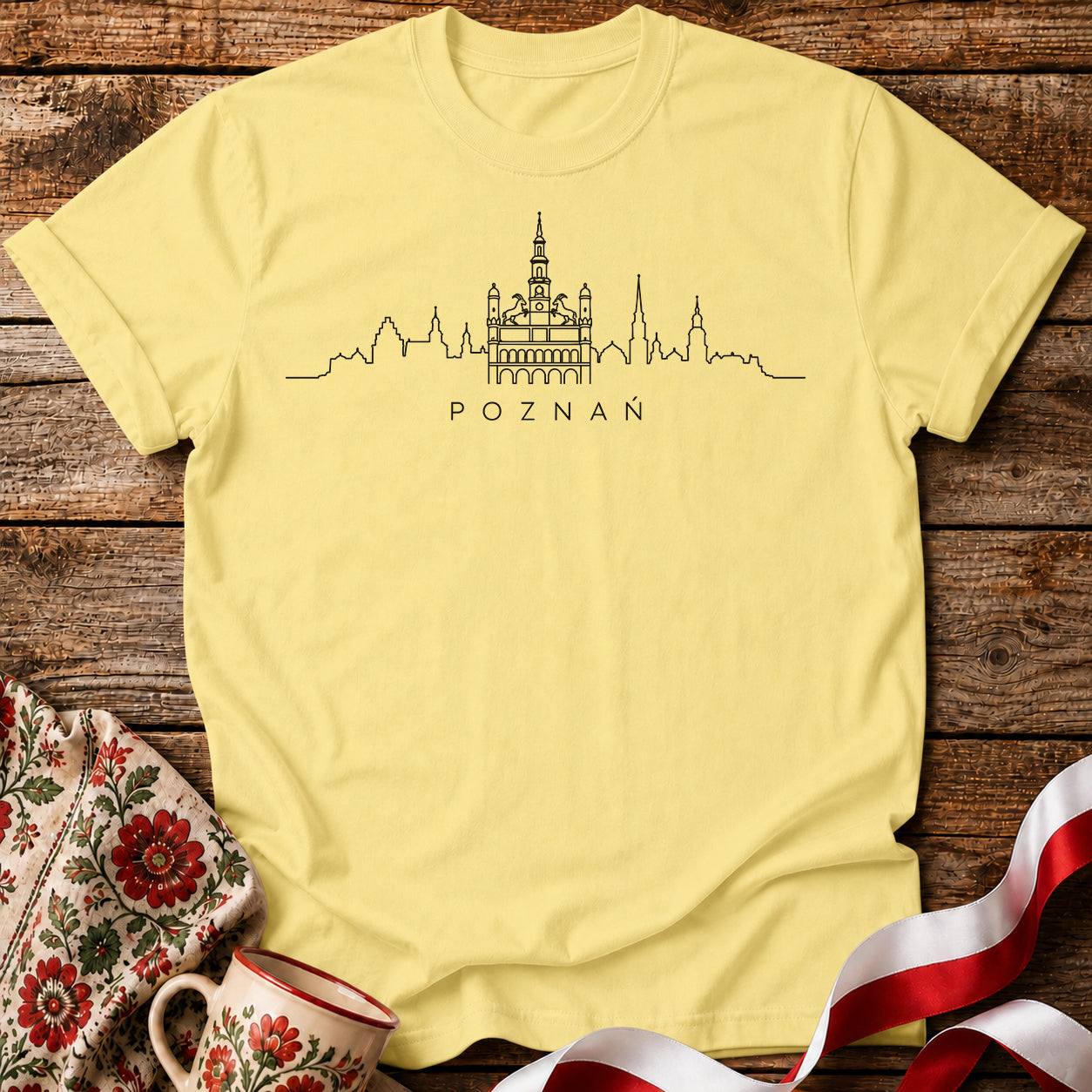Poznań Minimal Skyline Polish City Unisex T-Shirt