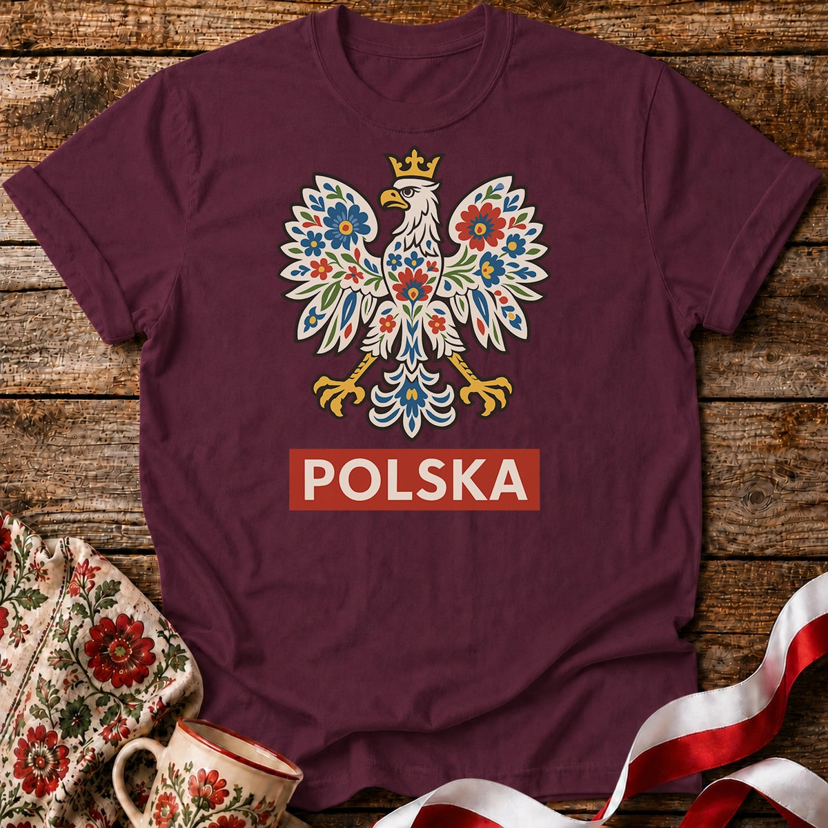 Floral Polish Eagle Unisex T-Shirt