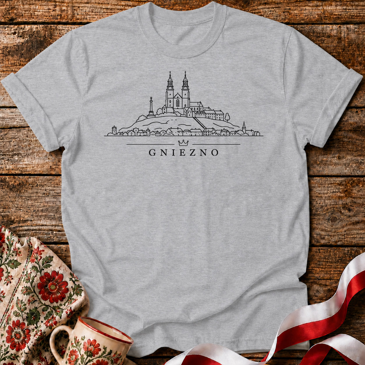 Gniezno Minimal Skyline Polish City Unisex T-Shirt