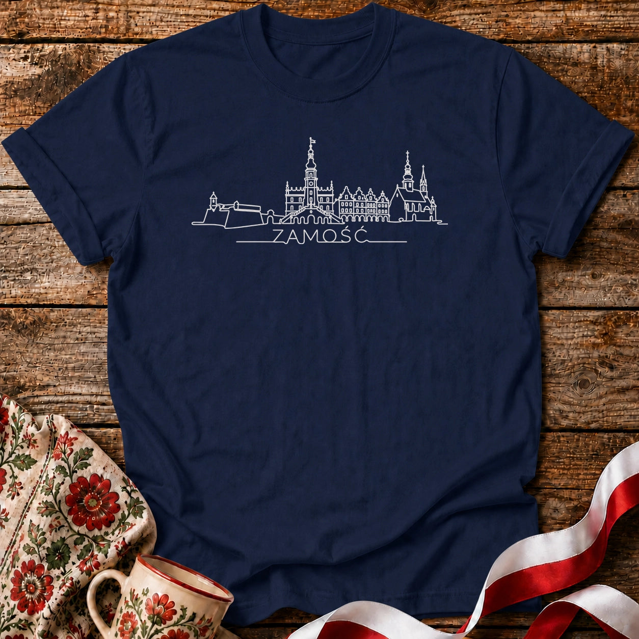 Zamość One-Line Skyline Polish City Unisex T-Shirt