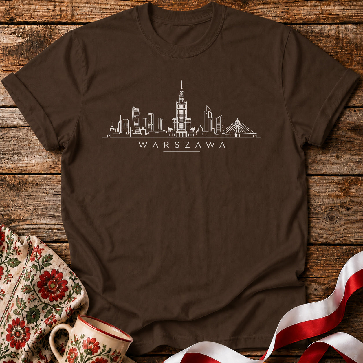 Warszawa Minimal Skyline Polish City Unisex T-Shirt