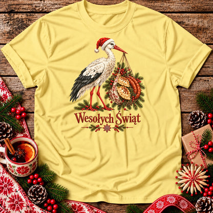 Wesołych Świąt Polish Christmas Stork Unisex T-Shirt