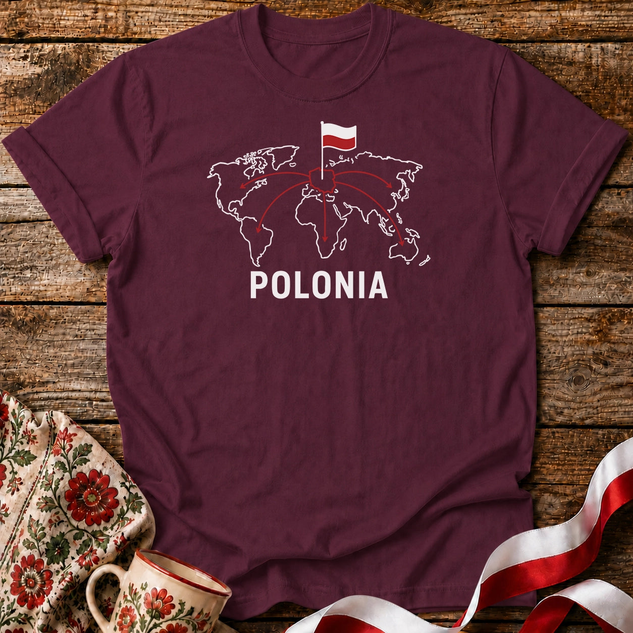 Polonia World Map Unisex T-Shirt