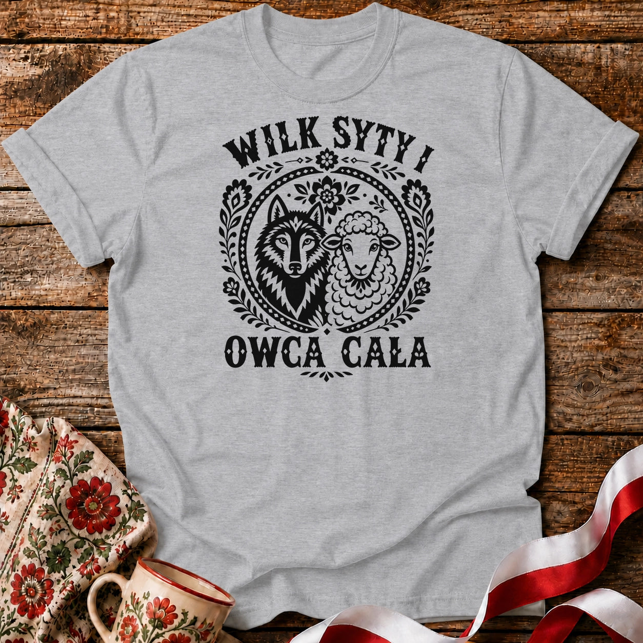 Wilk Syty Owca Cała Unisex T-Shirt