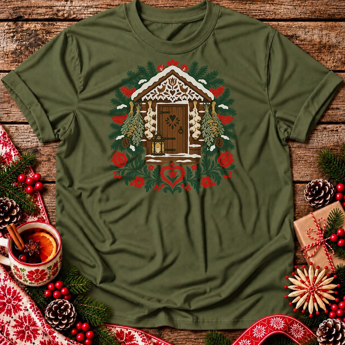 Polish Folk Christmas Cottage Unisex T-Shirt