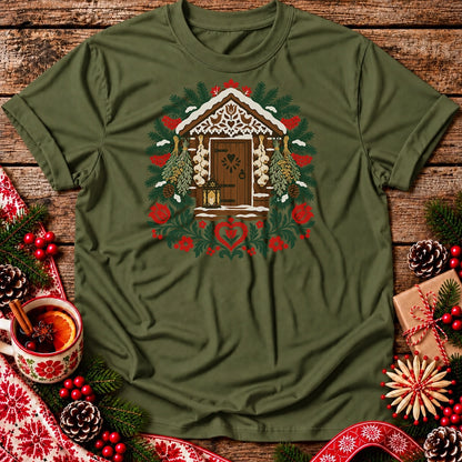 Polish Folk Christmas Cottage Unisex T-Shirt