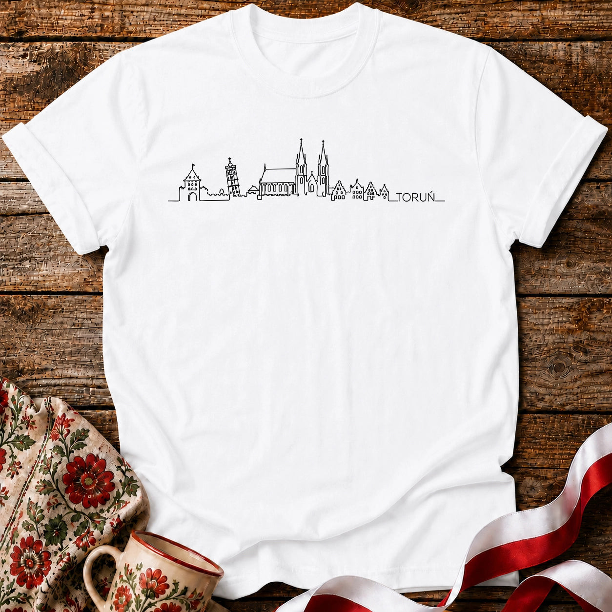 Toruń One-Line Skyline Polish City Unisex T-Shirt