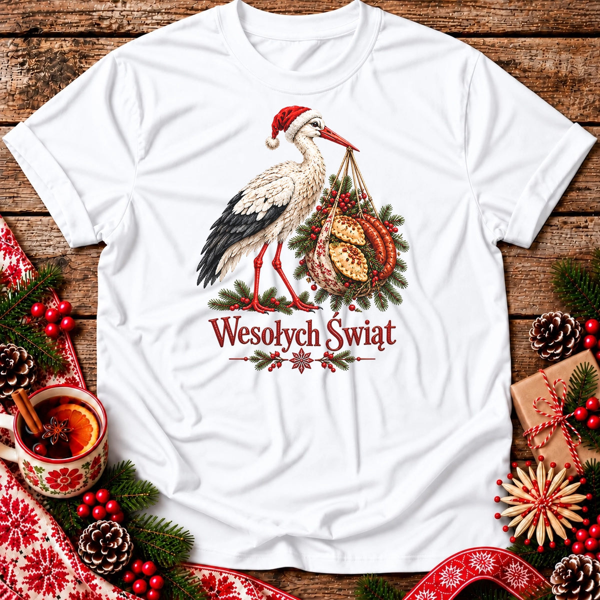 Wesołych Świąt Polish Christmas Stork Unisex T-Shirt