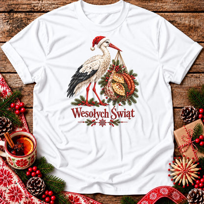 Wesołych Świąt Polish Christmas Stork Unisex T-Shirt