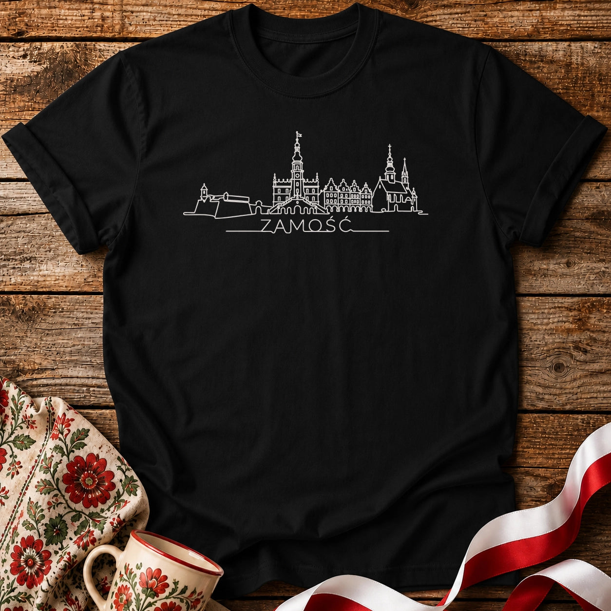 Zamość One-Line Skyline Polish City Unisex T-Shirt