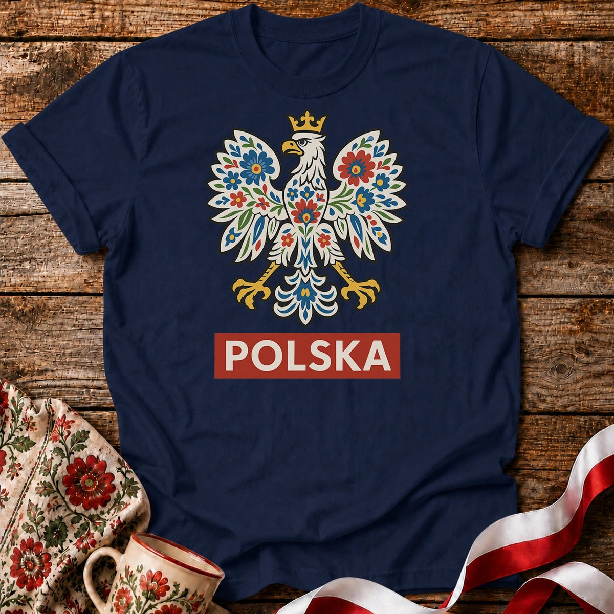 Floral Polish Eagle Unisex T-Shirt