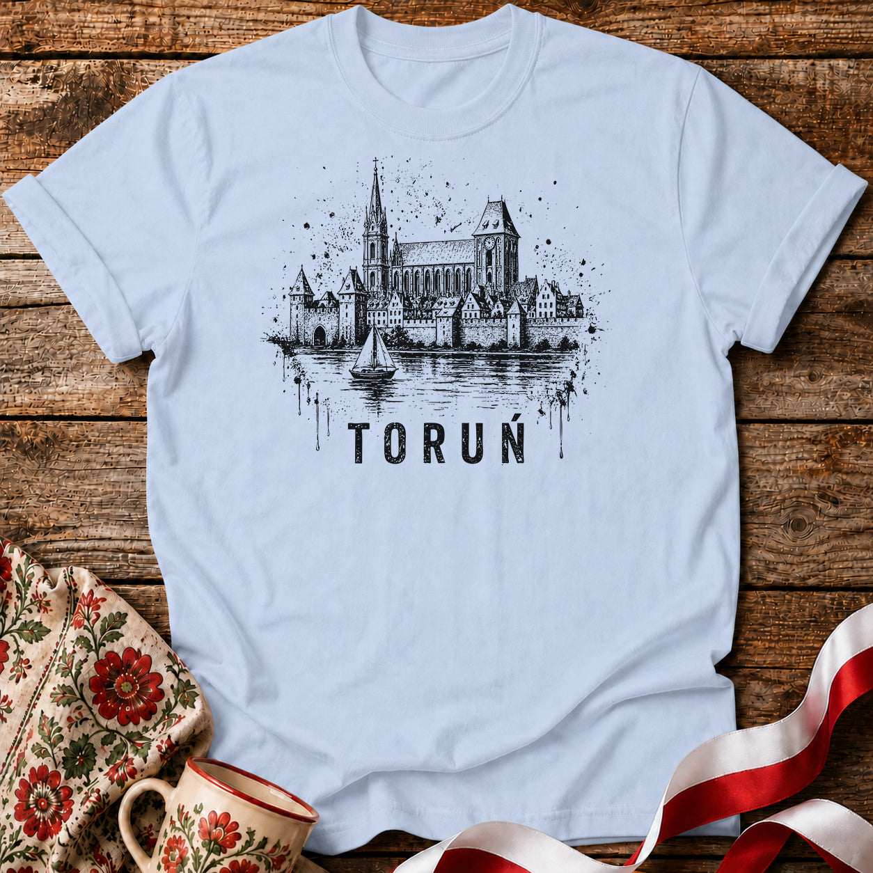 Toruń Ink Skyline Polish City Unisex T-Shirt