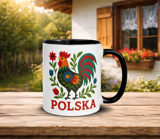 Polish Folk Rooster Mug with Color Inside