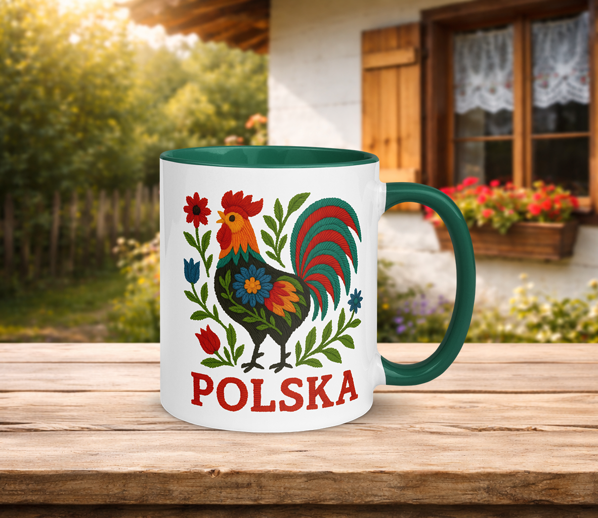 Polish Folk Rooster Mug with Color Inside
