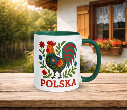 Polish Folk Rooster Mug with Color Inside