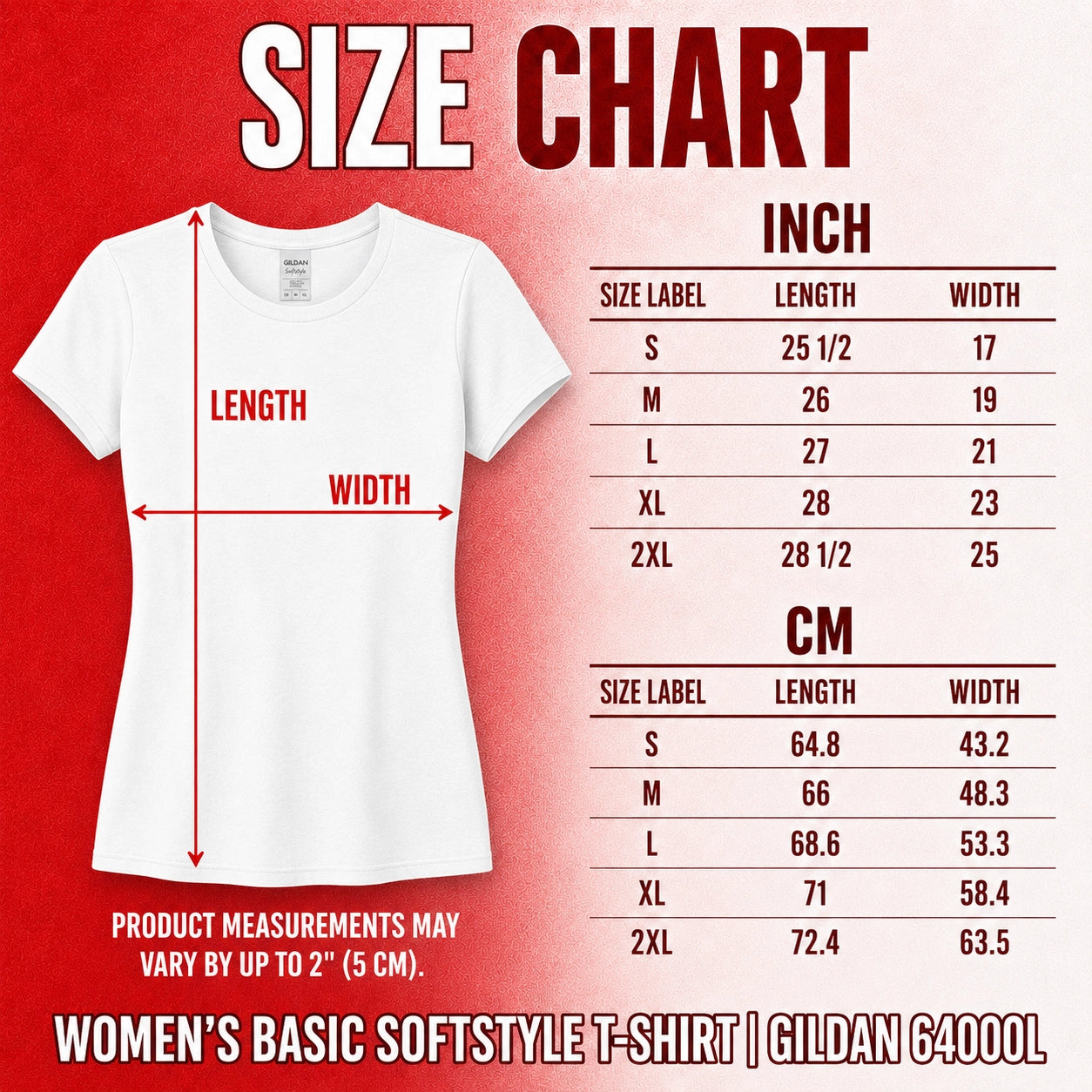 Size chart for Husaria Winged Helmet Women’s T-shirt