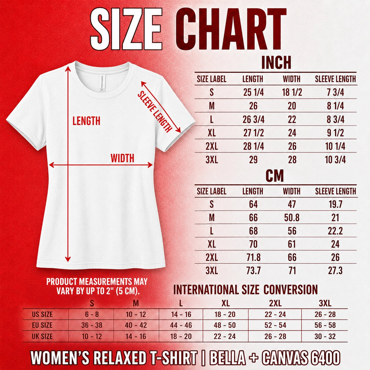 Size chart for Polish Hussar Poland Women's Relaxed T-Shirt