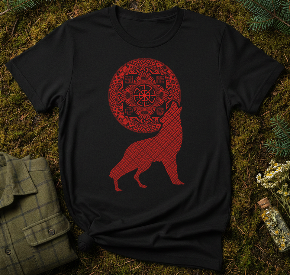 Slavic Wolf Sun Unisex T-Shirt