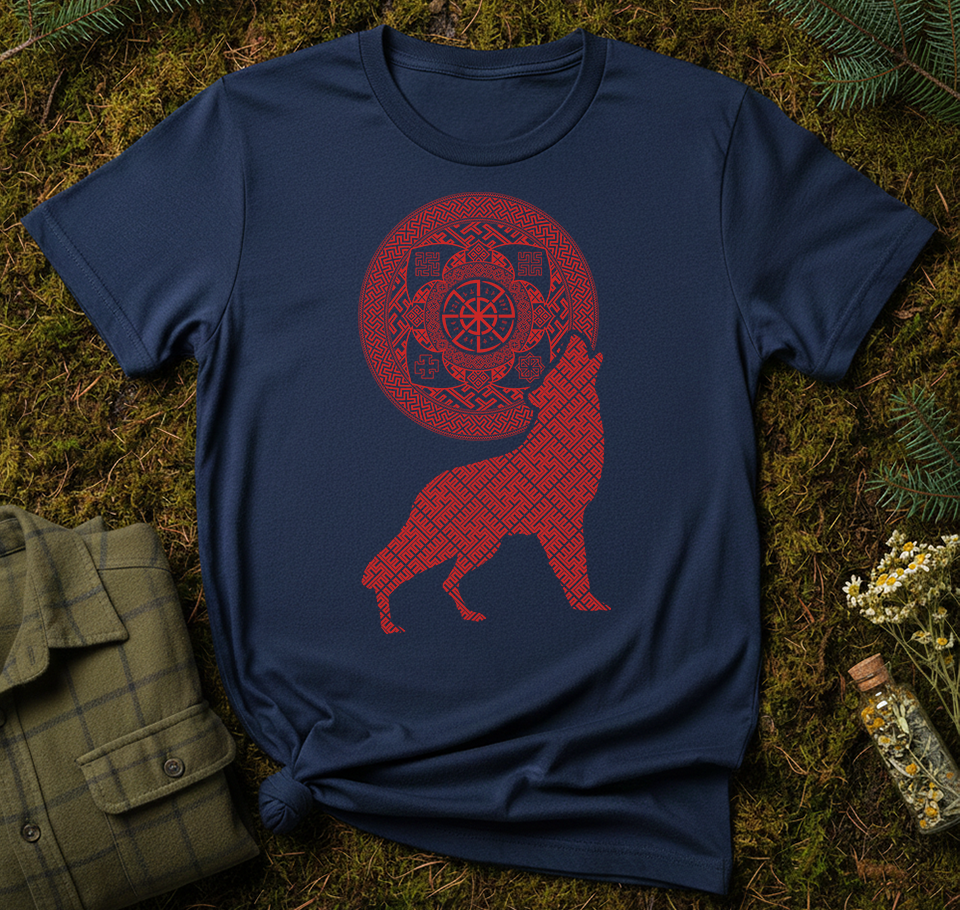 Slavic Wolf Sun Unisex T-Shirt