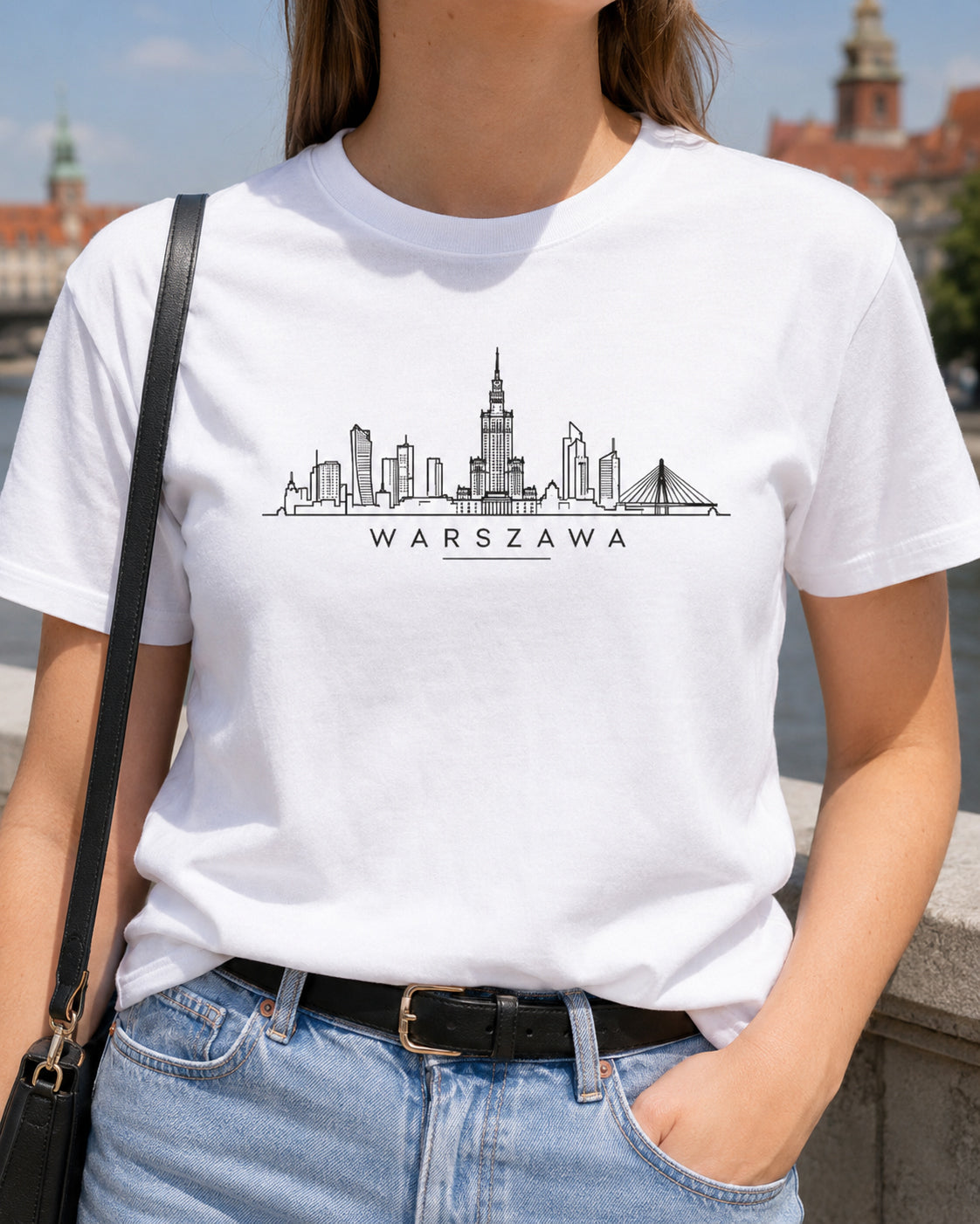 Warszawa Minimal Skyline Polish City Unisex T-Shirt