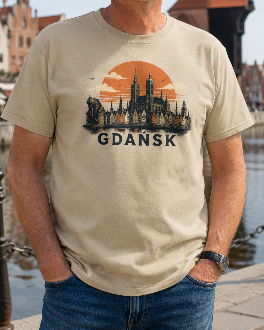 Gdańsk Sunset Skyline Polish City Unisex T-Shirt