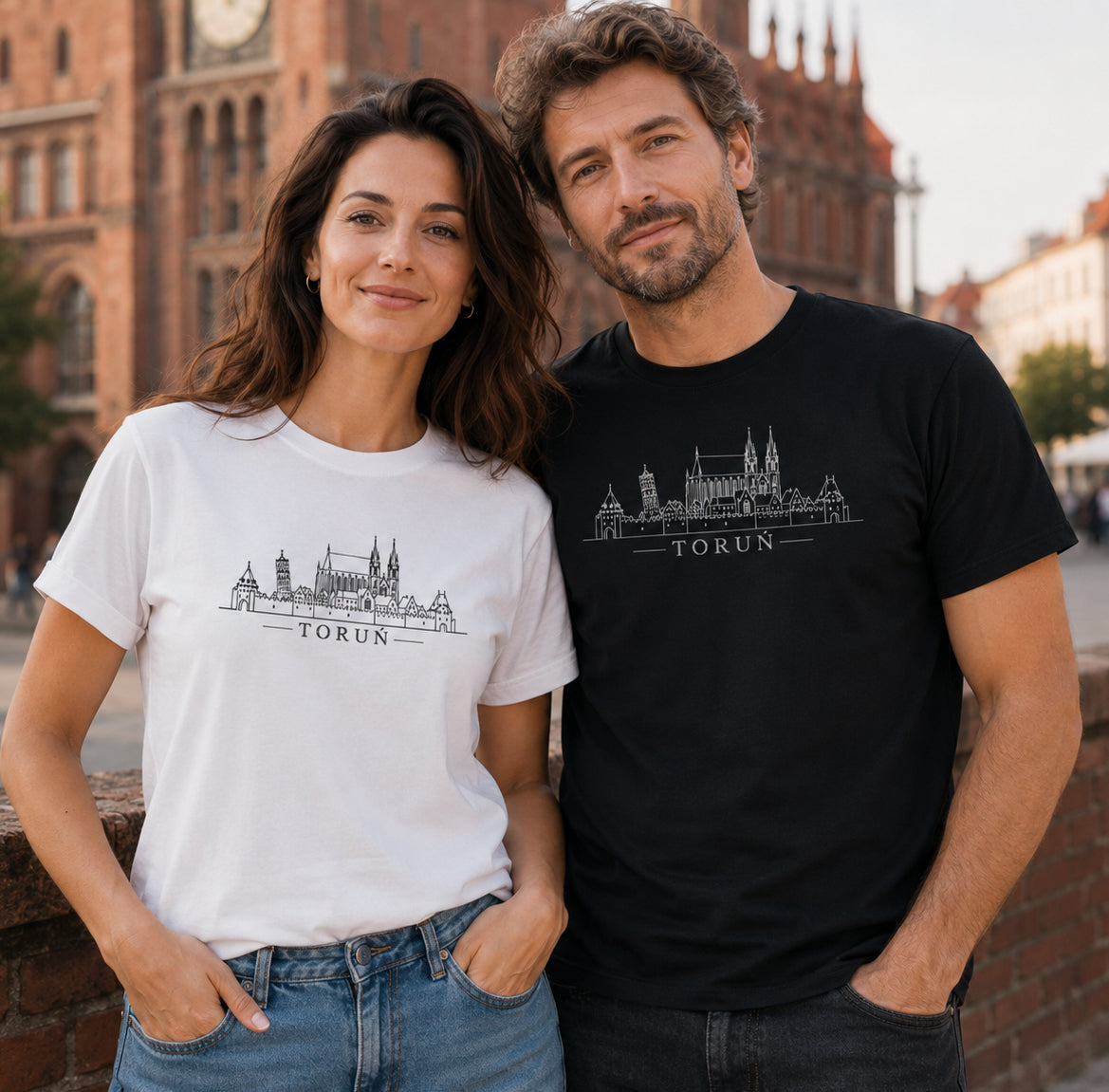 Toruń Minimal Skyline Polish City Unisex T-Shirt