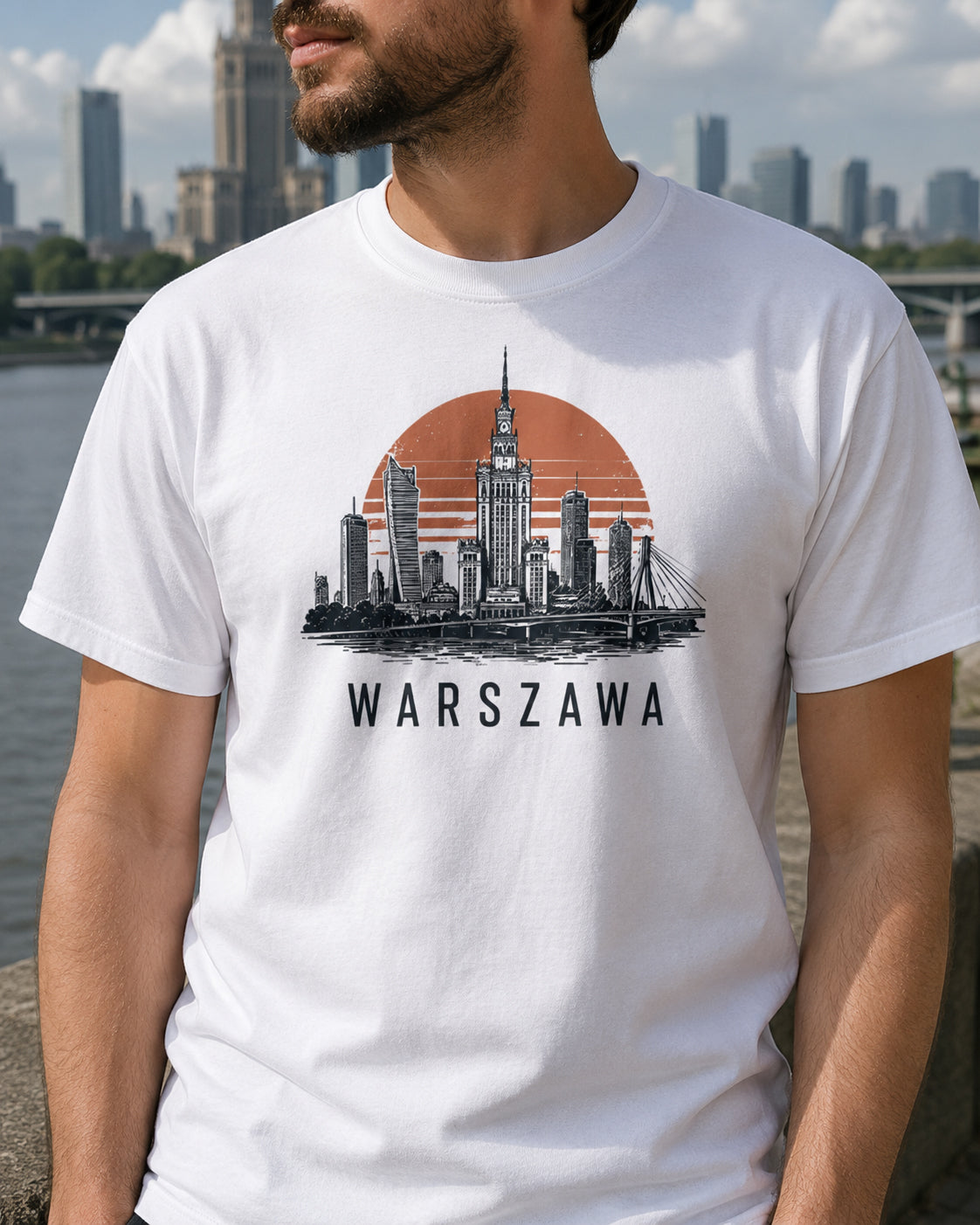 Warszawa Sunset Skyline Polish City Unisex T-Shirt