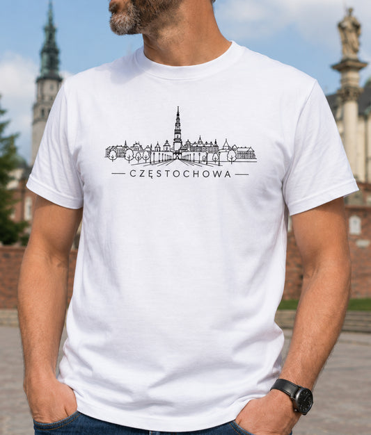 Częstochowa Minimal Skyline Polish City Unisex T-Shirt