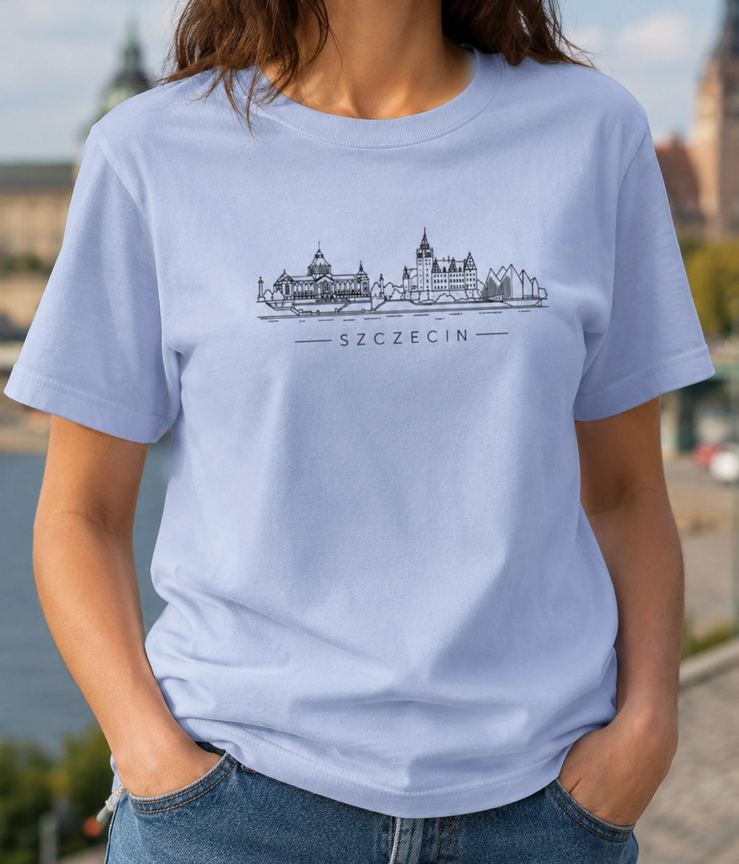 Szczecin Minimal Skyline Polish City Unisex T-Shirt